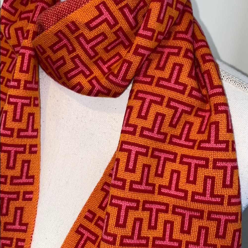 Orange and pink Tory Burch scarf - Picture 4 of 5